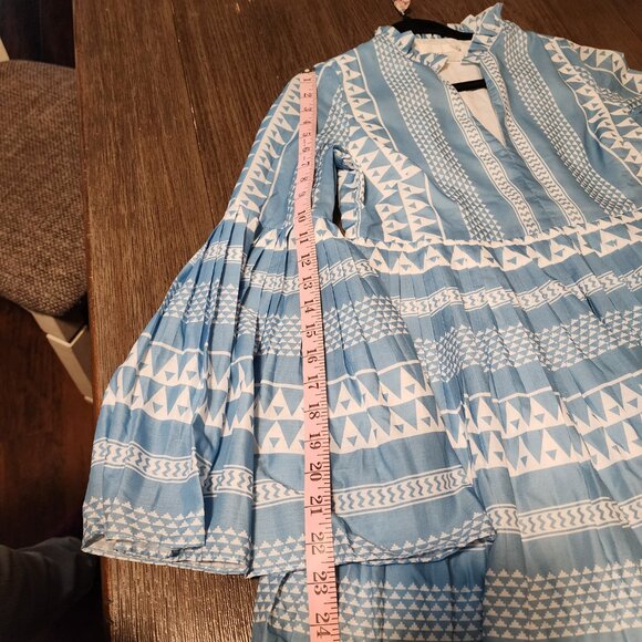 Hyacinth House Blue & White Bell Sleeved Blaine Mini Dress NWT XS - Picture 4 of 12